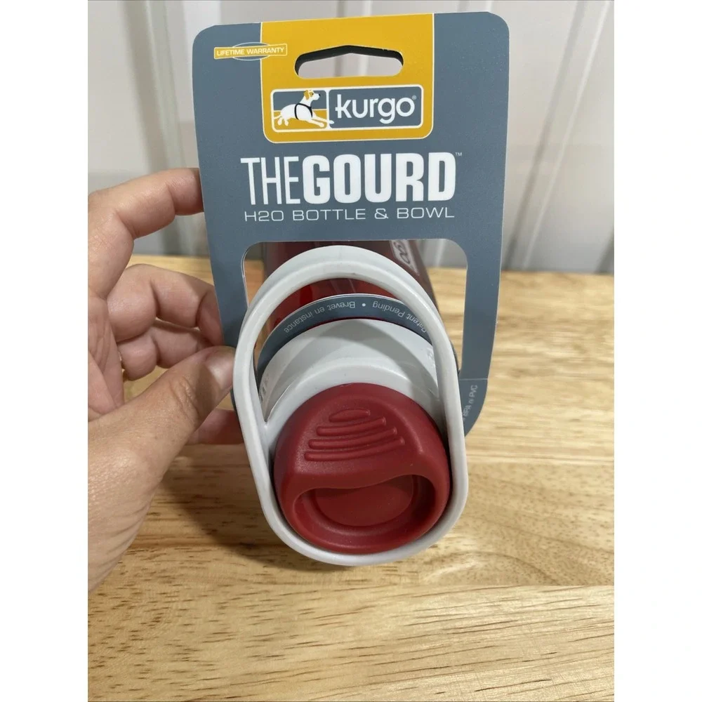 Kurgo Gourd H2O Travel Water Bottle and Bowl Red Pet Food Treat
